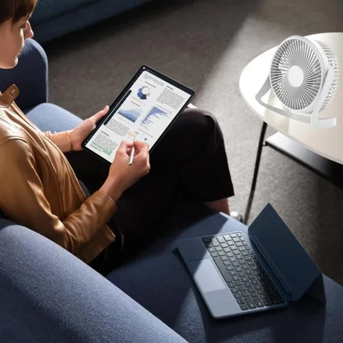 Miniatura 2 de Ventilador pequeño de 6 pulgadas, ventilador de escritorio USB de 2 velocidades, flujo de aire fuerte, funcionamiento silencioso, ventilador de piso