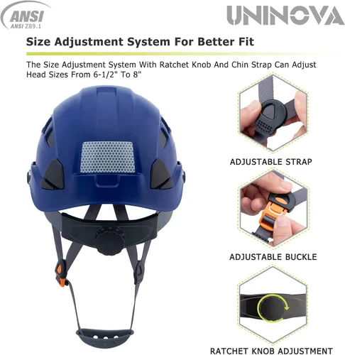 Miniatura 4 de Cascos de Construcción UNINOVA Casco de seguridad OSHA con suspensión ajustable de 6 puntos S4 Azul