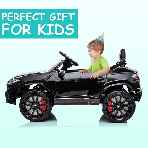 Miniatura 5 de Auto eléctrico para niños con licencia Lamborghini de 12 V, vehículo de paseo con control remoto, velocidad máxima 2.5 mph, luces LED, reproductores