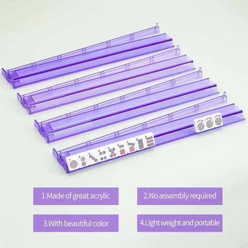 Miniatura 4 de Soporte y empujador todo en uno para Mahjong, combo de soporte y empujador de acrílico transparente, soportes modernos para fichas de Majiang Morado