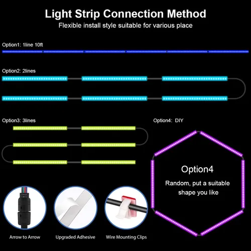 Miniatura 6 de Luces RGB bajo gabinete con sensor de movimiento, 6 tiras de luces LED precortadas con control remoto, sincronización de música, luces de armario
