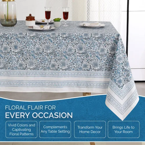Miniatura 4 de Labhanshi Mantel redondo de 60 pulgadas, 4 plazas y rectangular, 72 x 108 pulgadas, mantel de 8 plazas para cocina, mesa de comedor, algodón