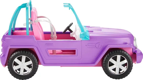 Barbie - Vehículo todo terreno, color morado con asientos rosados y ruedas giratorias, 2 asientos, regalo para niños de 3 a 7 años