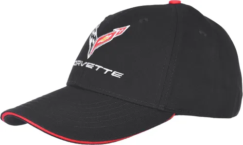 Miniatura 3 de JH DESIGN GROUP Men's Chevy Corvette C8 Logo Cap Adjustable Black Hat