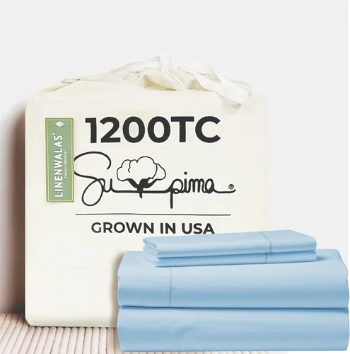 Miniatura 2 de Linenwalas Juego de sábanas de 100 % algodón Supima tamaño individual, juego de sábanas de lujo de alta calidad para colchón de cama