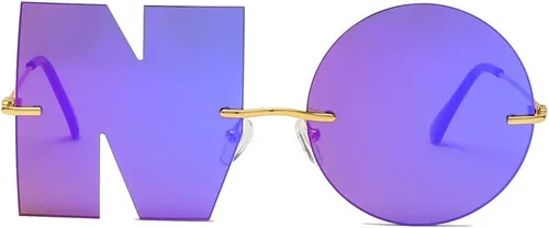 ENTHYI Gafas de sol irregulares sin montura del diseño de la letra NO del partido para los hombreslas mujeres UV400 Streetwear Eyewears