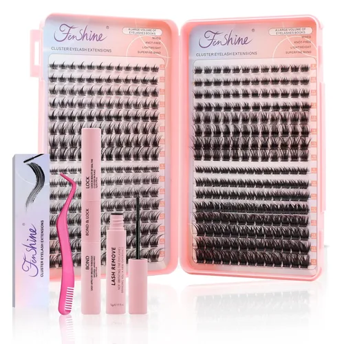 Miniatura 10 de Extensiones de pestañas en racimo, 144 pestañas individuales con tallo ancho, rizo D, longitud de 0.472 in, pestañas postizas individuales suaves
