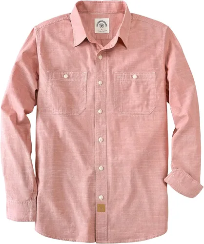 Miniatura 11 de Dubinik® Chambray - Camisa de trabajo de algodón de manga larga para hombre, con 2 bolsillos, casual, con botones