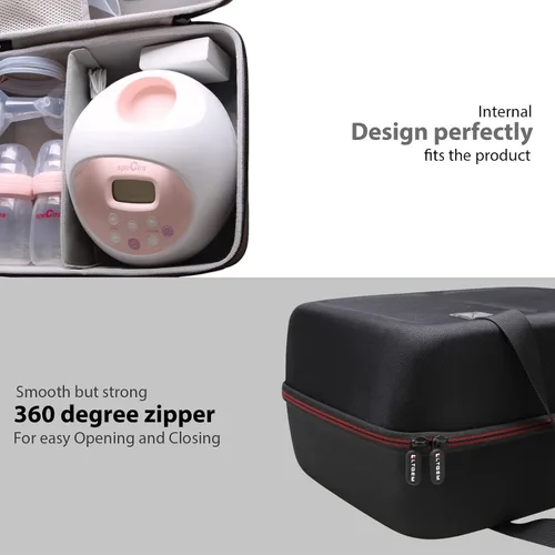 Miniatura 7 de LTGEM - Funda de viaje para extractor de leche eléctrico Spectra Baby USA S1 Plus / S2 Plus Premier (negro y azul)