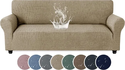 Miniatura 34 de MAXIJIN Funda impermeable para sillón de sala de estar, 1 pieza elástica con brazos, protector de muebles lavable para perros y mascotas (S, café)