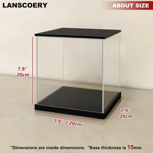 Miniatura 6 de LANSCOERY Vitrina de acrílico con luz LED ajustable amarilla/blanca/cálida, caja transparente de protección UV, vitrina a prueba de polvo