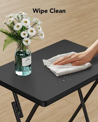 Miniatura 7 de HUANUO Mesa plegable para TV, mesa estable sin necesidad de montaje, bandeja de TV para comer, mesas plegables para aperitivos para cama y sofá Negro