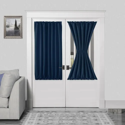 Miniatura 195 de DWCN Cortinas para puerta francesa: cortina térmica con bolsillo para barra para puertas con ventana de vidrio, puertas de cocina y patio