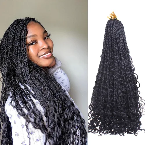 Miniatura 39 de Beverlee Goddess Box - Trenzas de ganchillo de 8 pulgadas, 8 paquetes de trenzas de ganchillo bohemias, extremos rizados, pelo sintético rizado