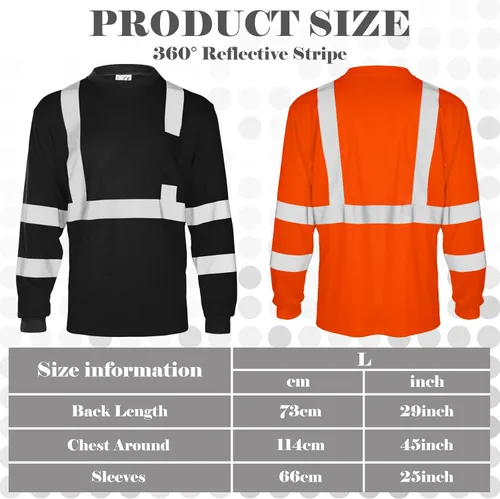 Miniatura 2 de Amylove 4 camisetas de seguridad de manga larga reflectantes de alta visibilidad, camisetas de trabajo de construcción para hombres y mujeres
