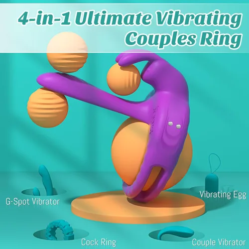 Miniatura 4 de Anillo vibrador para pene juguetes sexuales para parejas mujeres - Vibrador manga para pene con vibradores de clítoris de conejo, manga de juguete