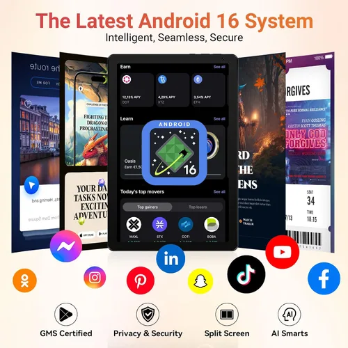 Miniatura 3 de URAO Tableta, tableta Android de 10.1 pulgadas con procesador Octa-core 30GB RAM 128GB ROM HD IPS pantalla táctil 8H batería, Wi-Fi 6, BT 5.4