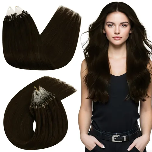 Miniatura 27 de Ugeat - Extensiones de cabello humano con microanillo, 14 pulgadas, extensiones de cabello Remy con microcuentas de 1 gm/hebra, 50 gms, extensiones