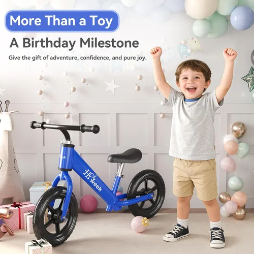 Miniatura 6 de Bicicleta de equilibrio para niños pequeños HAWEEK de 12 pulgadas, bicicleta de entrenamiento sin pedales para niños de 24 meses a 5 años, ajustes