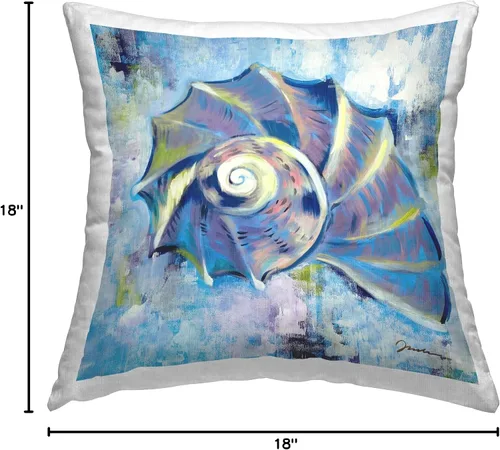 Miniatura 8 de Stupell Industries Modern Nautilus Beach Shell Design by Liz Jardine - Almohada (18 x 18 pulgadas), color azul