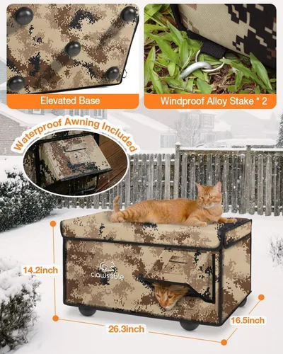 Miniatura 6 de Casa térmica para gatos, indestructible, 100% resistente a la intemperie, puerta segura contra escape, refugio aislado para gatos al aire libre