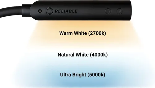 Miniatura 2 de Reliable UberLight Flex 3200TL - Luz de trabajo LED portátil con abrazadera, conexión USB, cuello de cisne flexible de 26.5 pulgadas, cabezal Negro