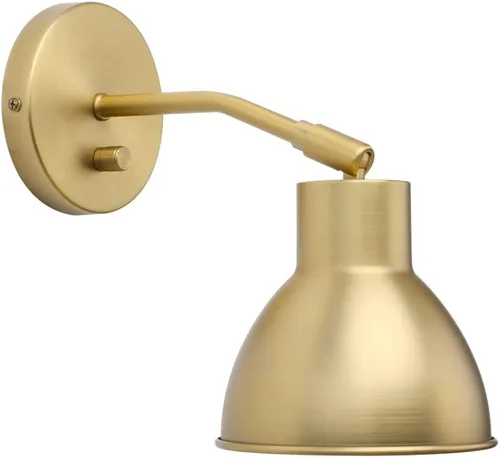 Yosoan Aplique de pared de lectura para interiores con interruptor de encendido y apagado, 1 luz de latón, moderno, vintage, industrial con ángulo