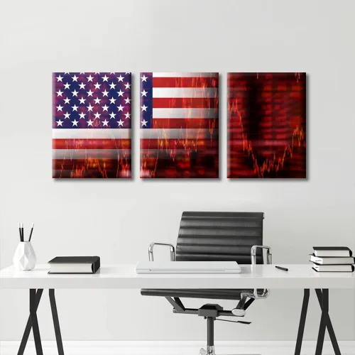 Miniatura 3 de Arte de pared de Crisis in USA para sala de estar, bandera de Estados Unidos, decoración del hogar, gráficos de otoño en Estados Unidos de América