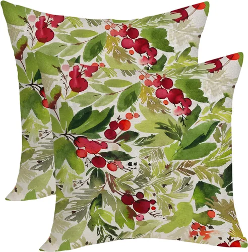 Miniatura 21 de Fundas de almohada navideñas de 18x18 pulgadas, paquete de 2, cuadros búfalo rojo y negro con ciervo, fundas de almohada decorativas, decoración