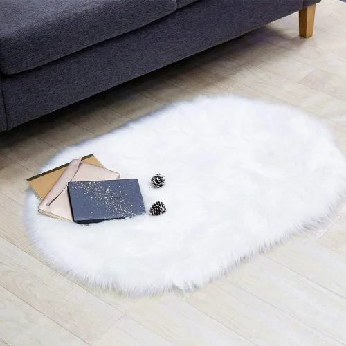 Miniatura 7 de RosieLily Alfombra de piel sintética ultrasuave de 1.3 x 2 pies, piel de oveja lanuda esponjosa, lavable a máquina, manta decorativa