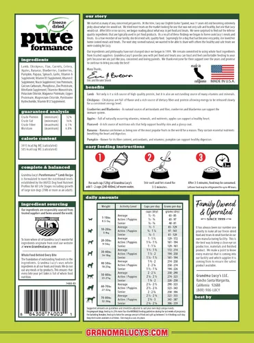 Miniatura 2 de GRANDMA LUCY'S 844214 Pureformance Alimento de cordero sin granos para perros, 10 libras