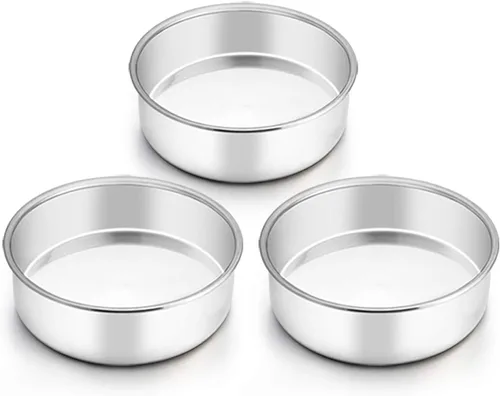Miniatura 9 de TeamFar Molde para Pastel de 4 Pulgadas, Mini Molde para Pastel Juego de Moldes Pequeños Redondos para Hornear de Acero Inoxidable, Para Hornear