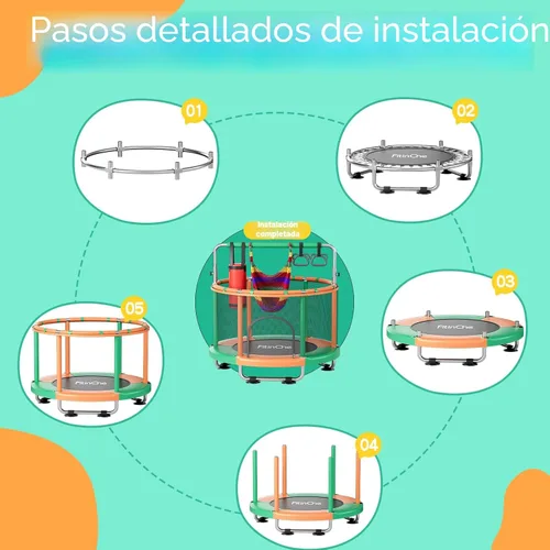 Miniatura 3 de 55" Toddler Mini Trampoline for Kids, Indoor Outdoor Toys with Swing, 440lbs Baby Kids Trampoline, Gymnastics Bar, Birthday Gifts for Boy Girl Age
