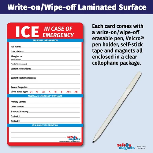 Miniatura 5 de Safety Magnets by ZOCO - Imán de contacto en caso de emergencia (ICE) para personas mayores - Tarjeta de información médica File of Life