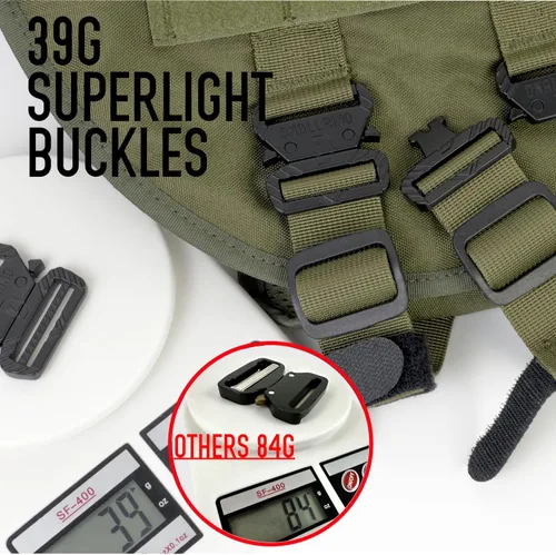 Miniatura 4 de Chaleco de servicio para perros grandes, arnés táctico marrón con Molle militar, malla transpirable y hebilla de metal de 1.49 oz - Talla M