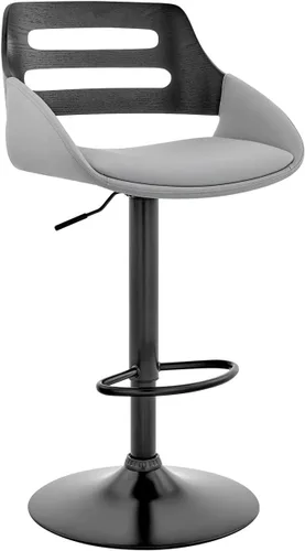 Miniatura 16 de Armen Living Adele - Taburete giratorio moderno de altura ajustable de piel sintética y madera de nogal con base cromada para encimera de isla