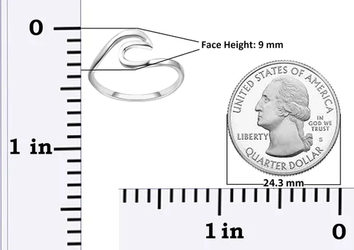 Miniatura 6 de CloseoutWarehouse Anillo de plata de ley 925 con diseño de ondas (tamaño 2-15, opciones de color)