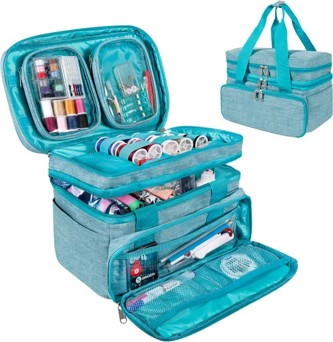 Miniatura 9 de Organizador de Accesorios de Costura SINGER (Solo Bolsa) – Bolsa de Almacenamiento de Costura Portátil de Doble Capa 2 Fundas Desmontables y 18
