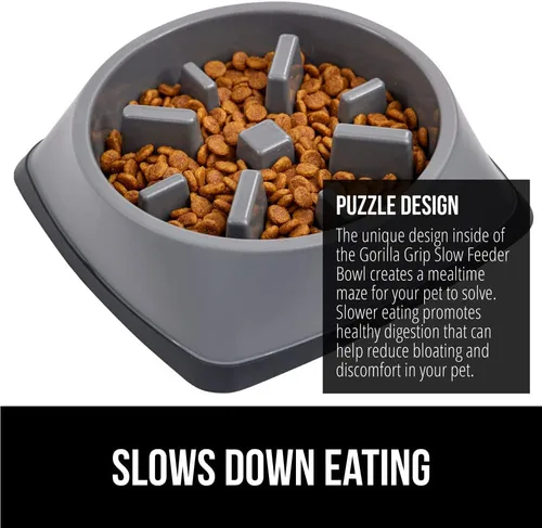 Miniatura 3 de GORILLA GRIP Cuencos para perros de alimentación lenta pendiente de patente, juguete de rompecabezas interactivo para entrenamiento de alimentación