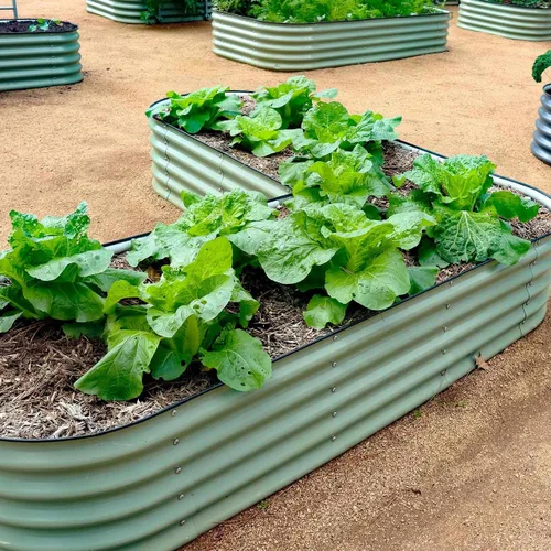 Miniatura 4 de Vego garden Cama de jardín elevada en forma de L de 17 pulgadas de alto para verduras, flores, jardinera de tierra, tamaño grande Verde oliva