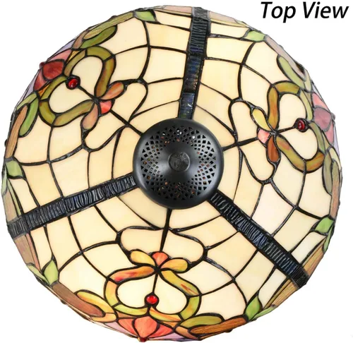 Miniatura 2 de Bieye L10800 Lámpara de mesa barroca estilo Tiffany con base iluminada para mesita de noche, sala de estar, dormitorio, 14 pulgadas de ancho x 21