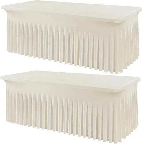 Miniatura 54 de Outpain - 4 paquetes de mantel de elastano de 6 pies para mesas plegables estándar - Mantel de mesa rosa bebé, protector de mesa para fiesta, boda
