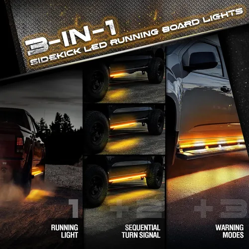 Miniatura 2 de OPT7 Sidekick - 2 luces estroboscópicas LED de aluminio para estribo de 56 pulgadas, barras de luz de emergencia rígidas resistentes a la intemperie
