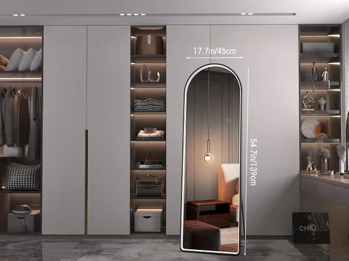 Miniatura 2 de Hasipu Espejo de Cuerpo Completo de 55" X 18" con Luces, Espejo LED de Arco con Marco Negro de Cuerpo Completo y 3 Temperaturas de Color y Brillo