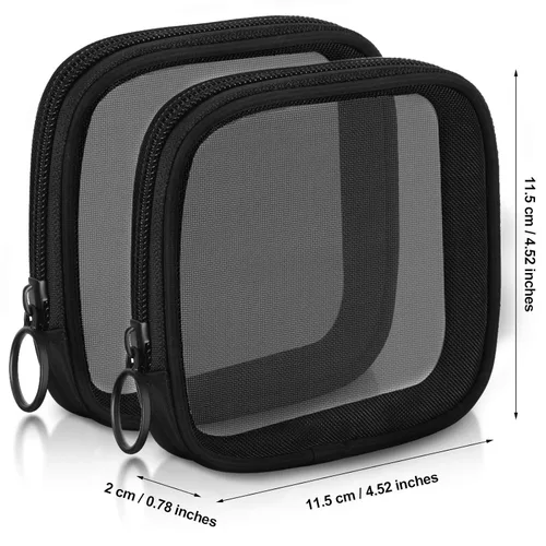 Miniatura 2 de Weewooday 4 piezas de malla para maquillaje, bolsa de cosméticos de malla, bolsa de aseo de viaje con cremallera, mini bolsa de cosméticos de Negro