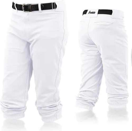 Franklin Sports Pantalones de béisbol y sóftbol juveniles, hasta la rodilla + pantalones de béisbol de ajuste relajado para niños, color blanco,