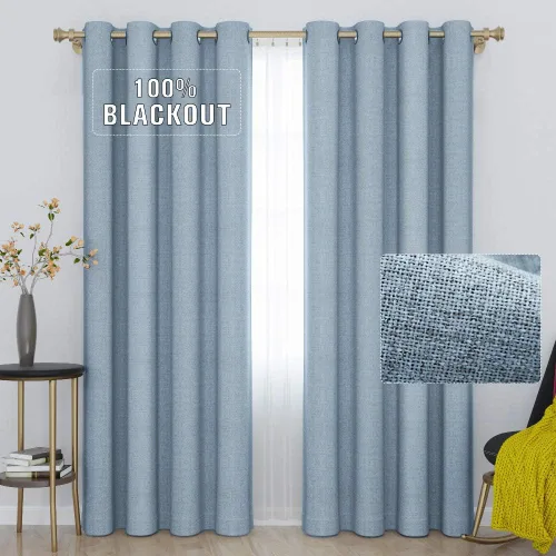 Miniatura 21 de Cortinas opacas con aspecto de lino de 84 pulgadas de largo, 100% absolutamente opacas, con aislamiento térmico, ahorro de energía, con textura, 2
