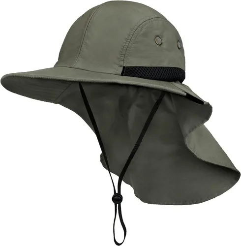 Miniatura 16 de SUN CUBE UPF50+ Sombrero de sol para hombres y mujeres con solapa para el cuello, ala ancha, protección UV, sombrero de safari para pesca