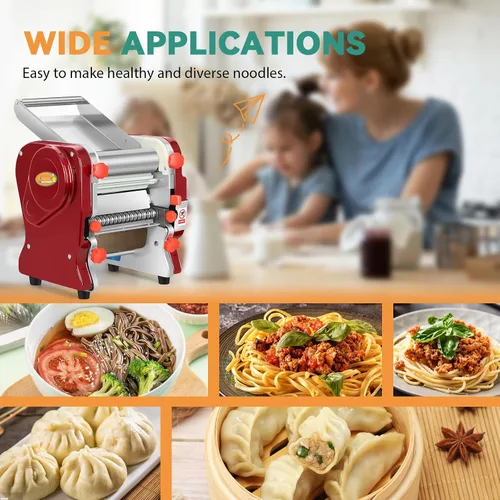 Miniatura 6 de Newhai Máquina de pasta eléctrica comercial, máquina automática de fideos, máquina de prensado de rodillos de masa de alta resistencia 2 en 1