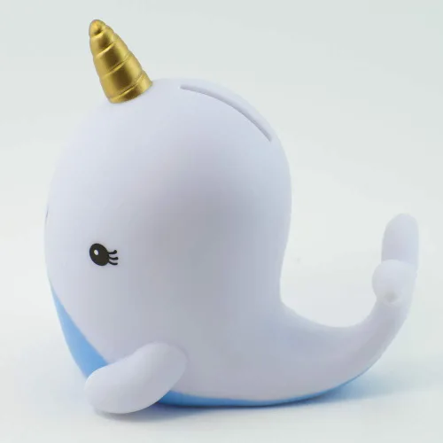 Miniatura 5 de Narwhal - Alcancía con forma de narval (narval de plástico para almacenar dinero, monedas, Miz) (1 narval por paquete)